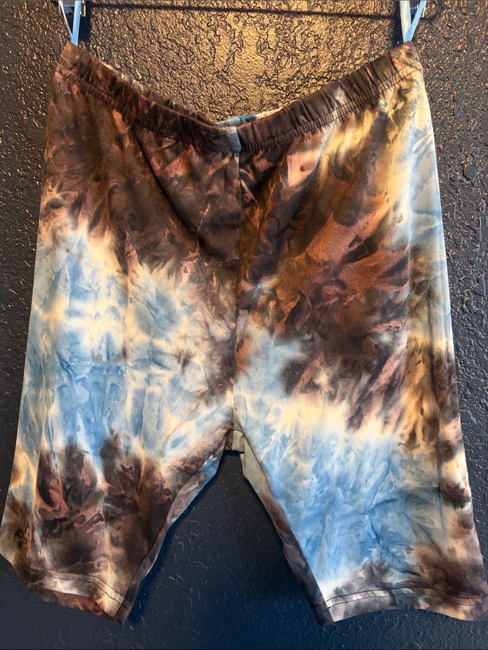 Women's Tie-Dye Bike Shorts - Blue & Brown